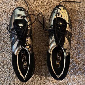 Sol Sana Black /Gold Leather Women’s Sneaker Shoe size 41 (US 10-10.5)